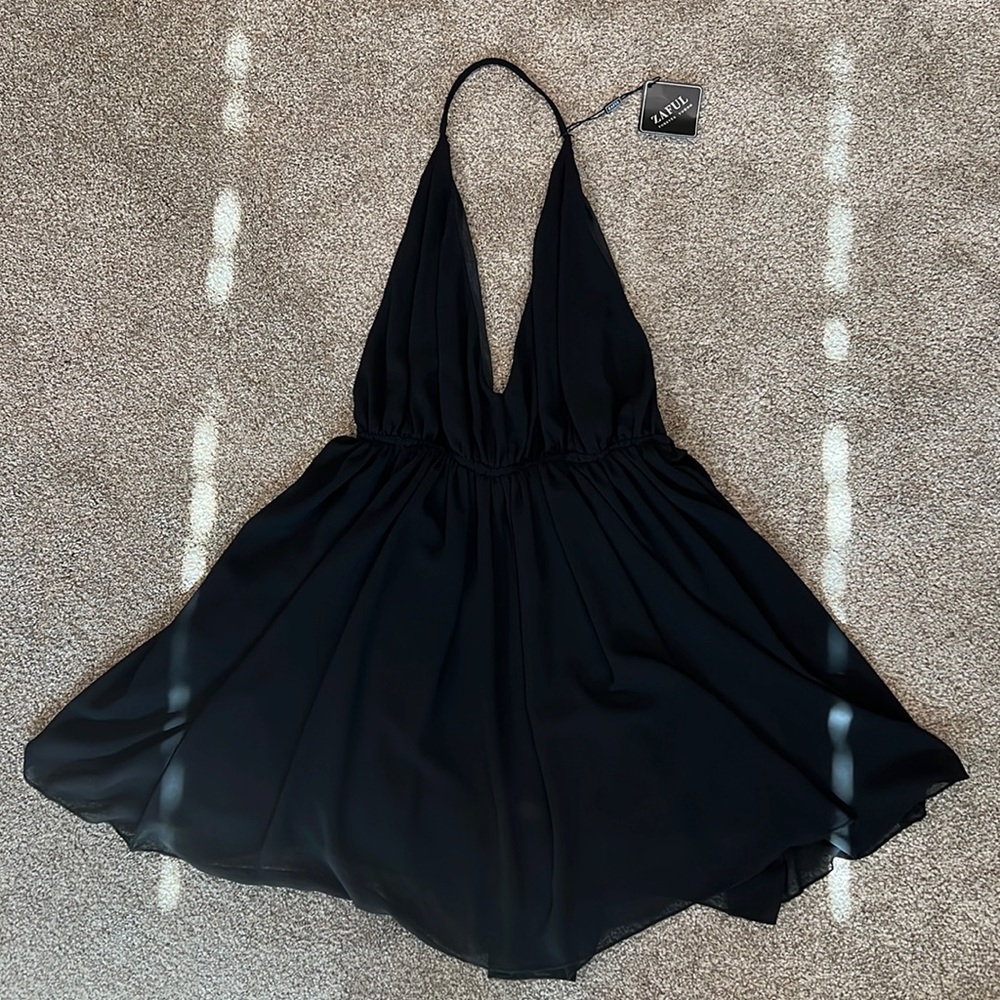 Black Backless Mini Dress